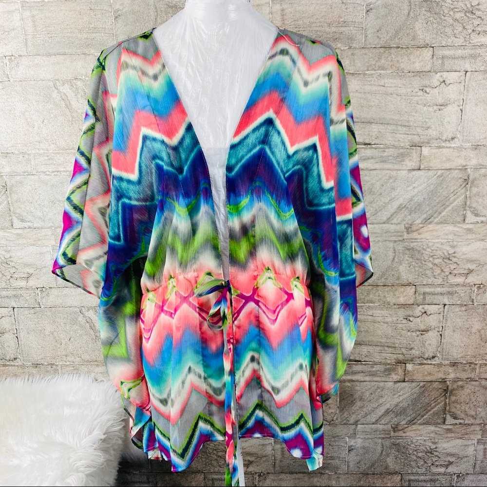 Lane Bryant Multicolor Chevron Print Swim Coverup Sz 14/16